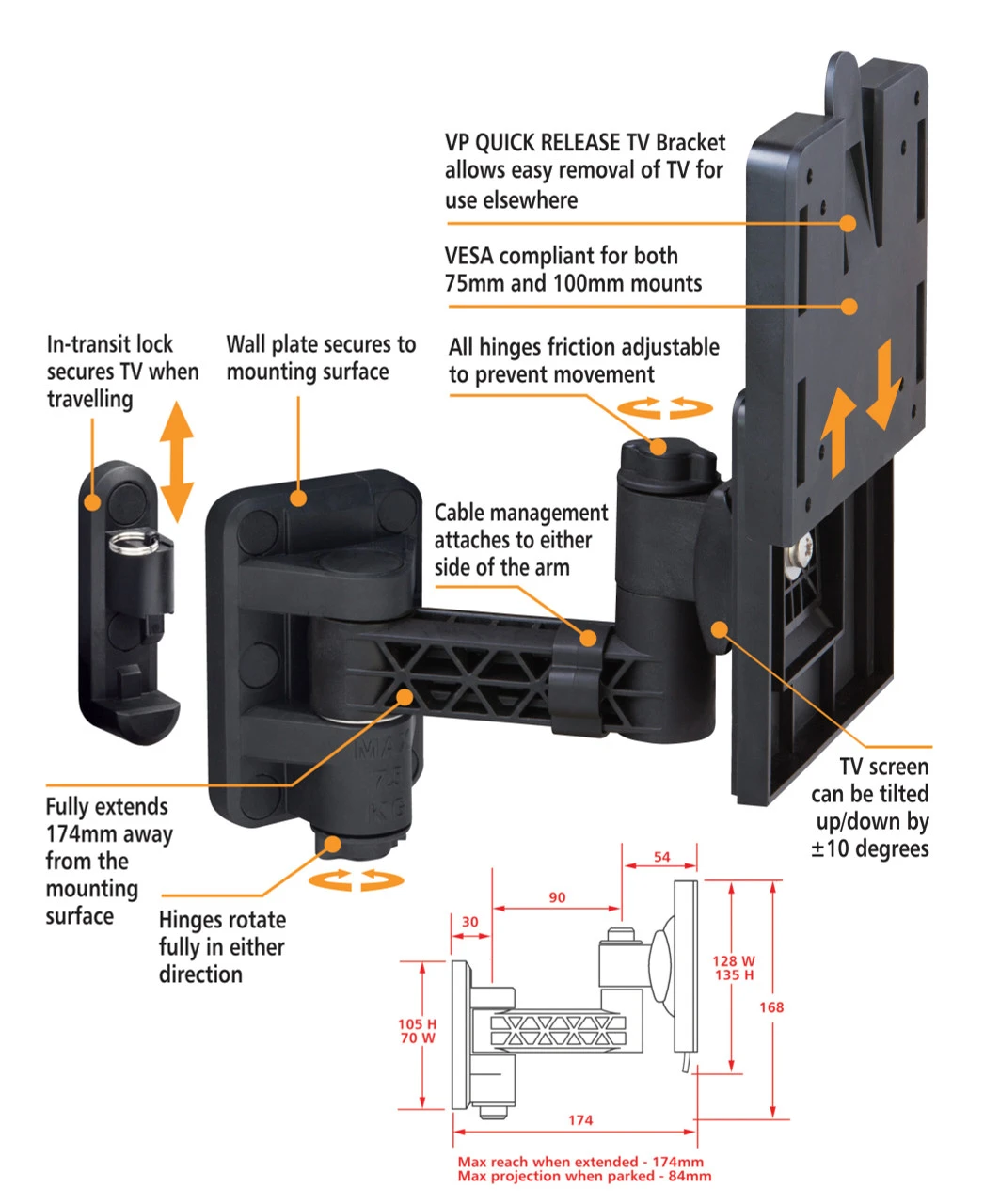 Vision Plus TV Wall Mounting Caravan & Motorhome Brackets - Image 6