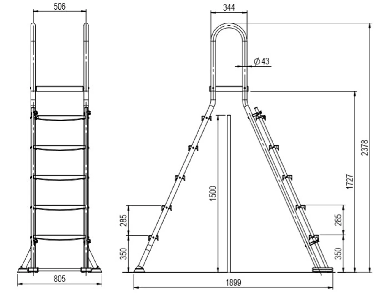 Astral Above Ground Swimming Pool Safety Ladder With Platform - Image 5