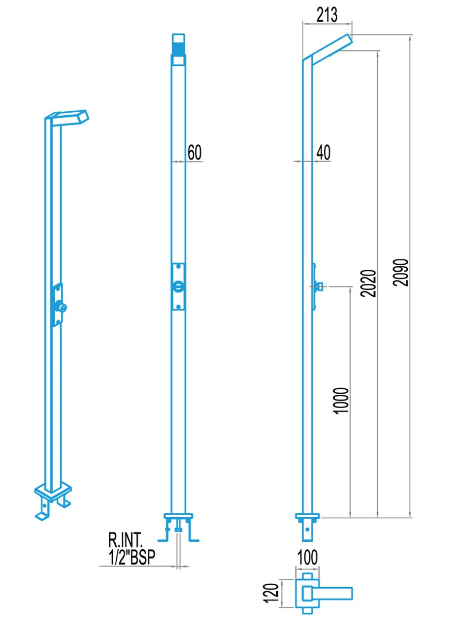 Astral Single Head Rectangular Swimming Pool Shower With Timer Valve - Image 2