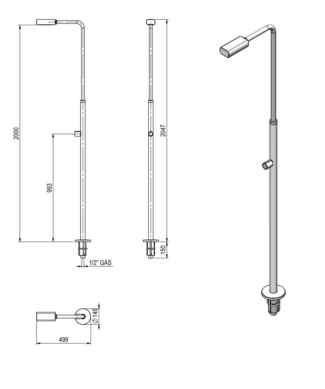 Astral Angel Swimming Pool Shower With Optional Footwash - Image 3