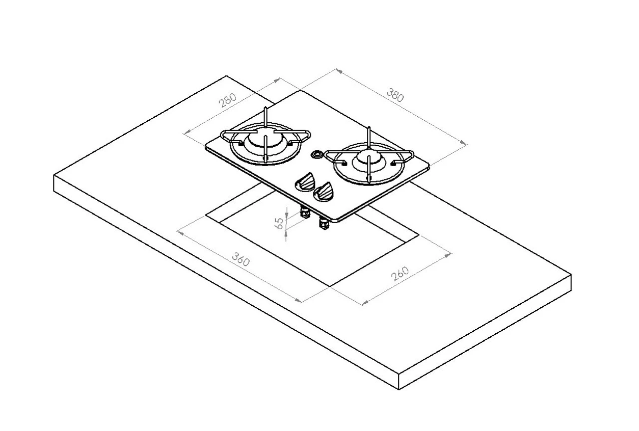 Navy Load Built In Glass Hob Double Burner NL.20001 - Image 3