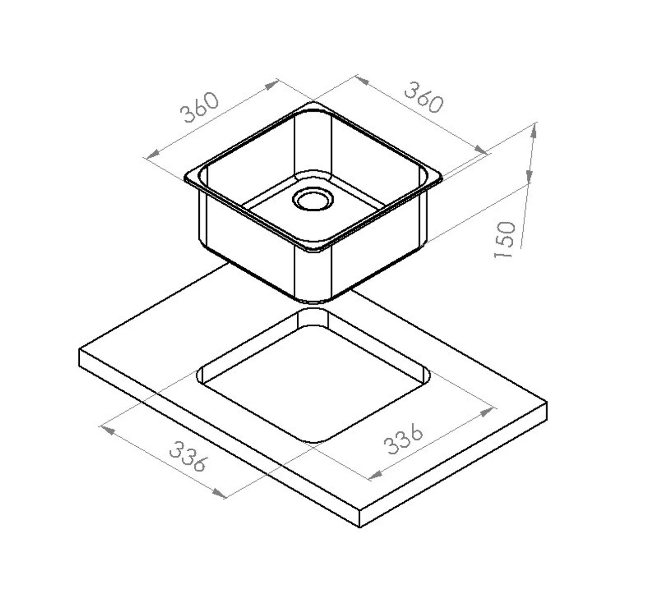 Navy Load Stainless Steel Square Sink 360x360 NL.30011 - Image 2