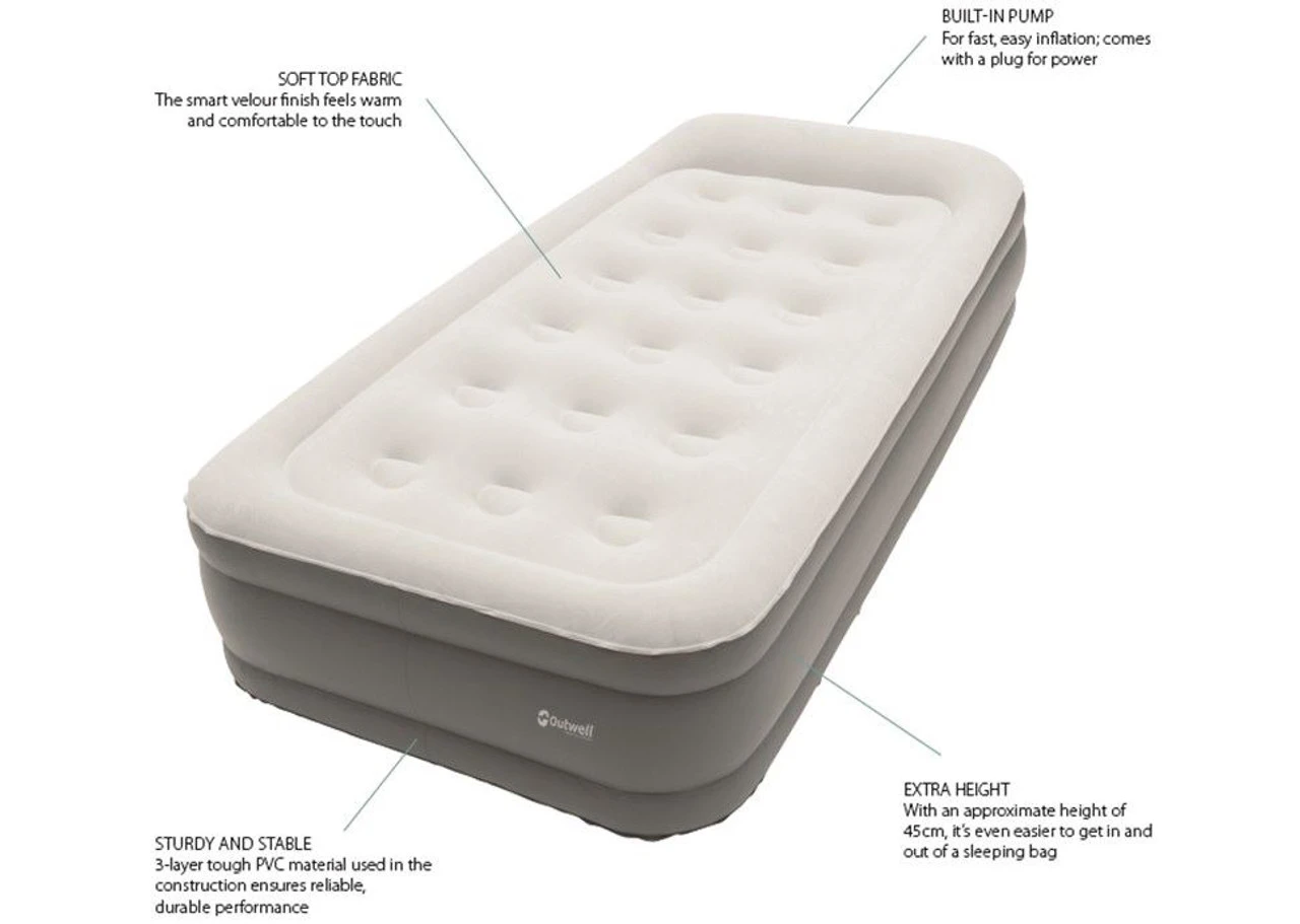 Outwell Superior Flock Camping Bed With Inbuilt Electric Pump - Image 5