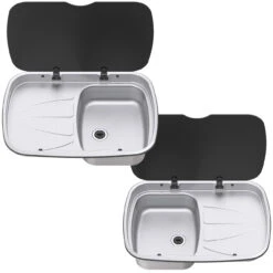 Spinflo Argent Caravan Sink & Drainer With Seal & Siphon