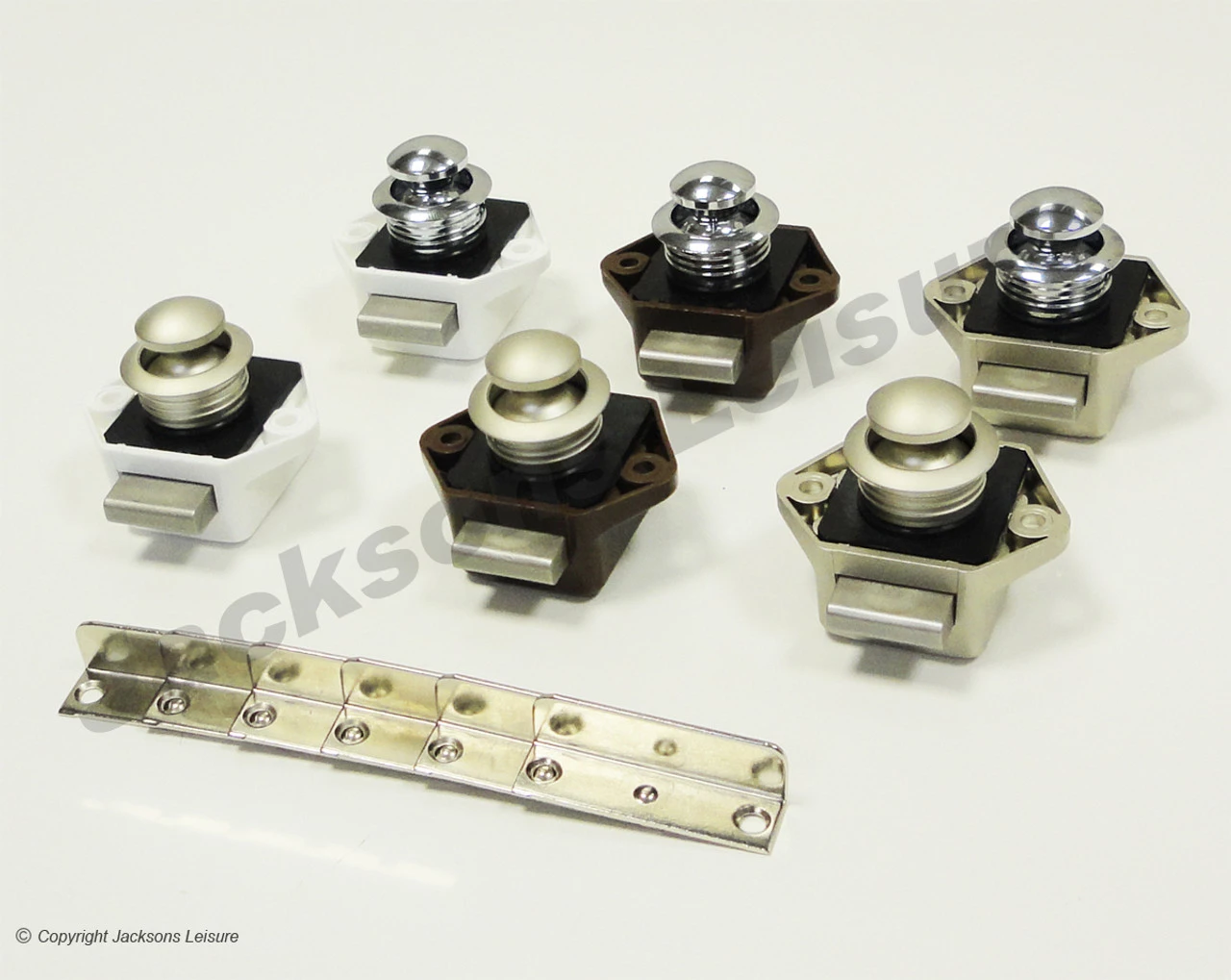 3 Pack Of Caravan Mini Push Button Door Handle And Catch