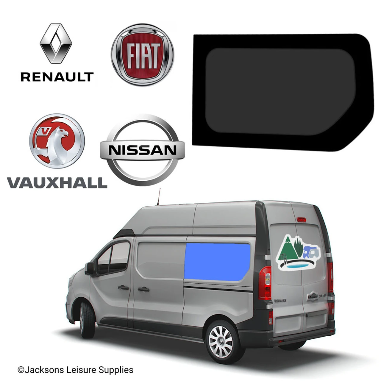 Renault Trafic Vauxhall Vivaro SWB Glass Campervan Window - UK Passenger Side Rear