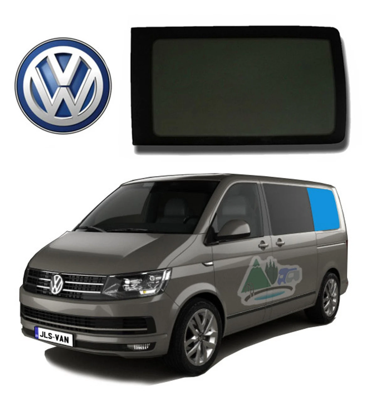 VW T5 T6 LWB Bonded Privacy Glass Fixed Window - Rear Left Hand LWB