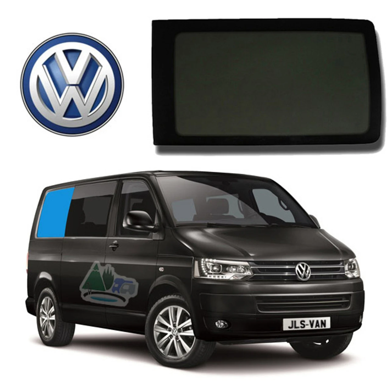 VW T5 T6 Bonded Privacy Glass Fixed Window - Rear Right Hand SWB